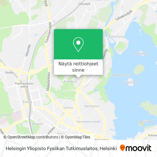 Helsingin Yliopisto Fysiikan Tutkimuslaitos kartta