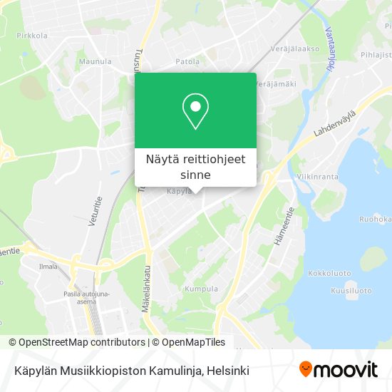 Käpylän Musiikkiopiston Kamulinja kartta