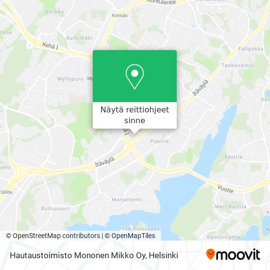 Hautaustoimisto Mononen Mikko Oy kartta