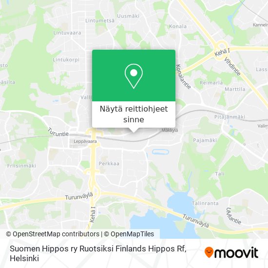 Suomen Hippos ry Ruotsiksi Finlands Hippos Rf kartta