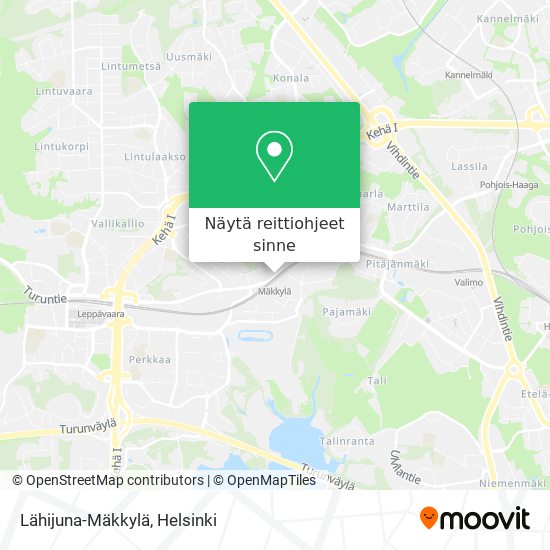 Lähijuna-Mäkkylä kartta