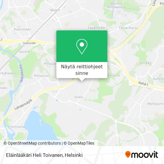 Eläinlääkäri Heli Toivanen kartta