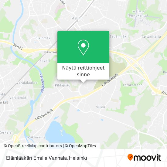 Eläinlääkäri Emilia Vanhala kartta