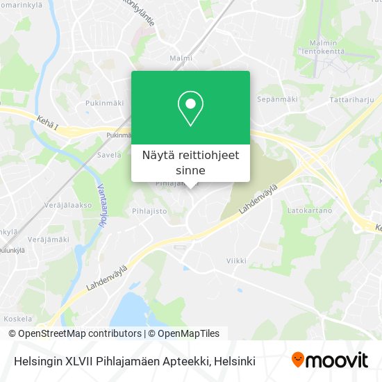 Helsingin XLVII Pihlajamäen Apteekki kartta