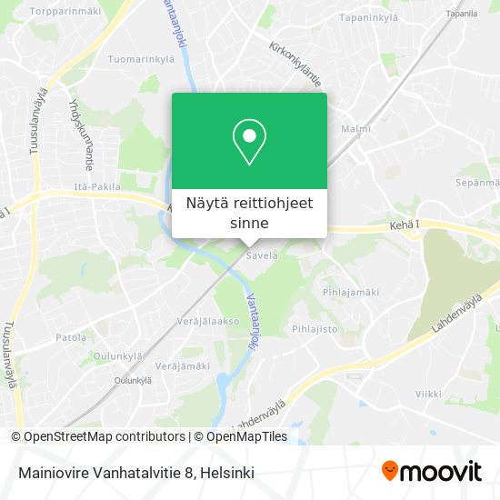 Mainiovire Vanhatalvitie 8 kartta
