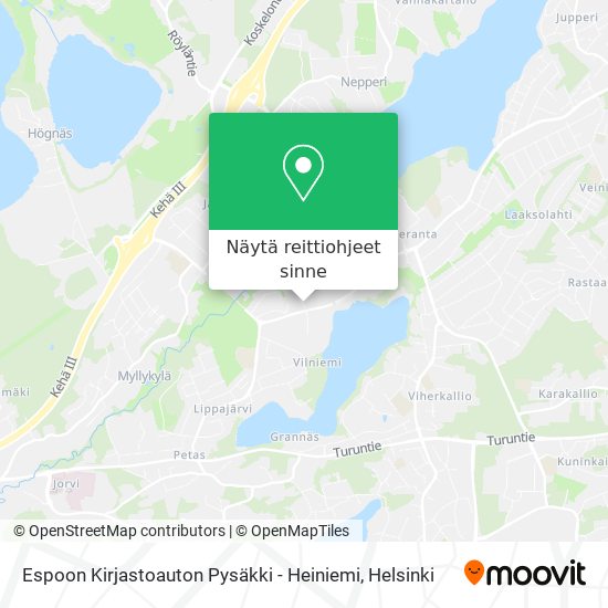 Espoon Kirjastoauton Pysäkki - Heiniemi kartta