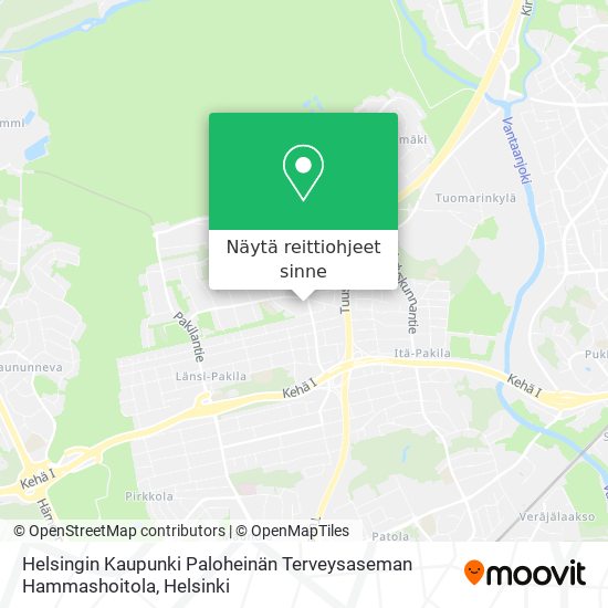Helsingin Kaupunki Paloheinän Terveysaseman Hammashoitola kartta
