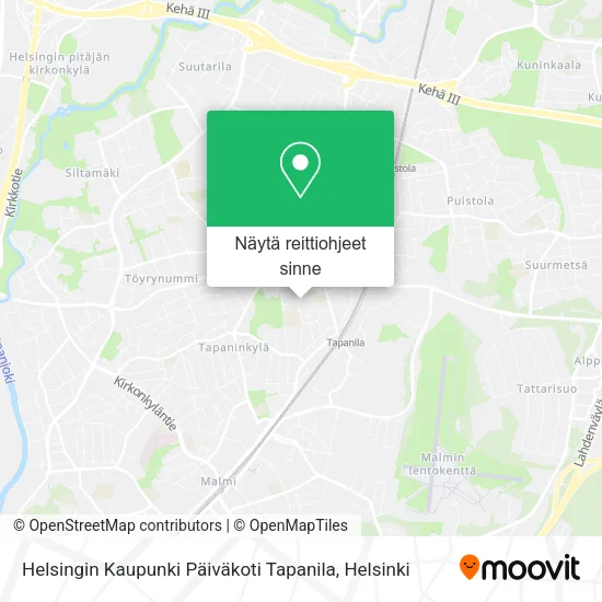 Helsingin Kaupunki Päiväkoti Tapanila kartta