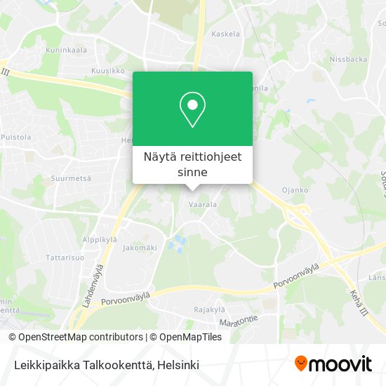 Leikkipaikka Talkookenttä kartta