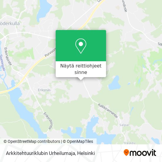 Arkkitehtuuriklubin Urheilumaja kartta