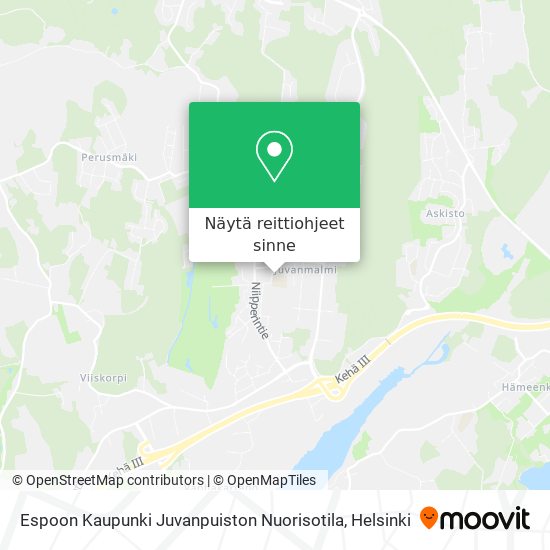 Espoon Kaupunki Juvanpuiston Nuorisotila kartta