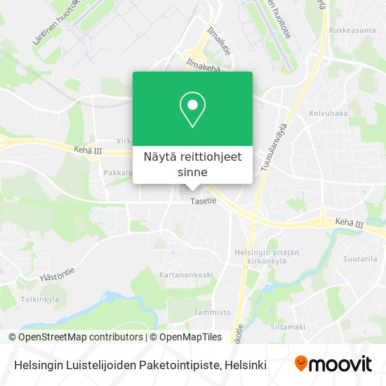 Helsingin Luistelijoiden Paketointipiste kartta