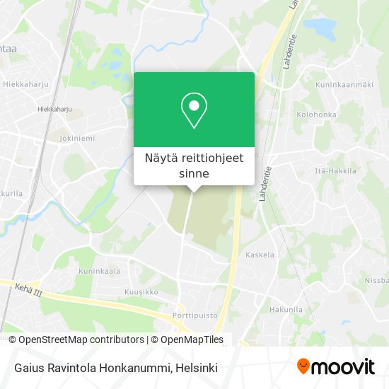 Gaius Ravintola Honkanummi kartta