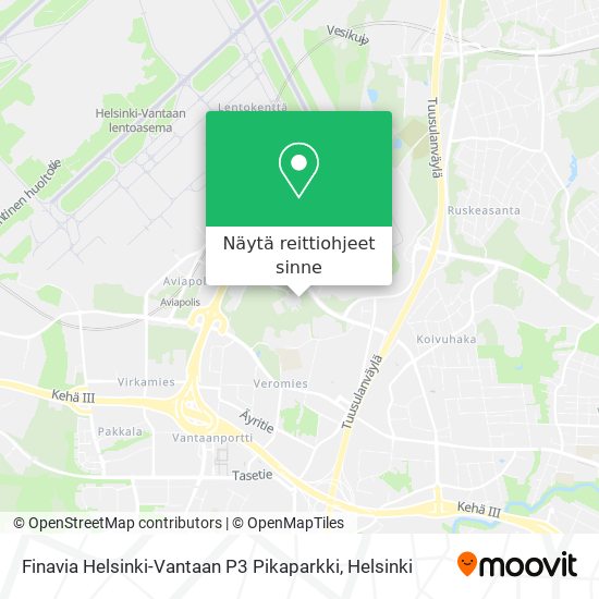 Kuinka päästä kohteeseen Finavia Helsinki-Vantaan P3 Pikaparkki  kulkuvälineellä Bussi tai Juna?