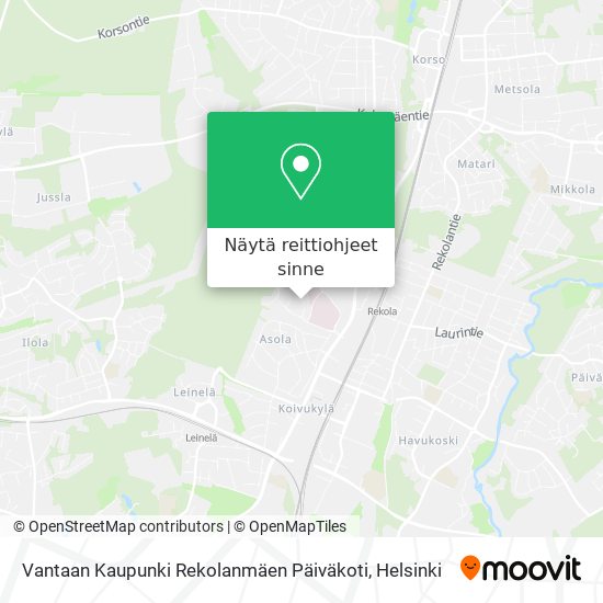 Vantaan Kaupunki Rekolanmäen Päiväkoti kartta