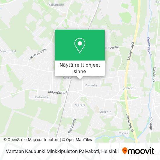 Vantaan Kaupunki Minkkipuiston Päiväkoti kartta