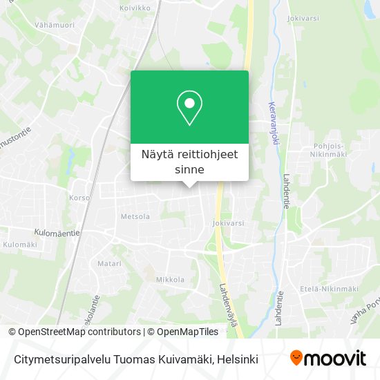 Citymetsuripalvelu Tuomas Kuivamäki kartta