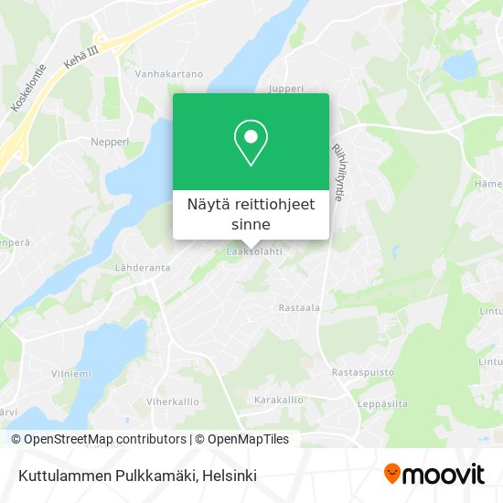 Kuttulammen Pulkkamäki kartta