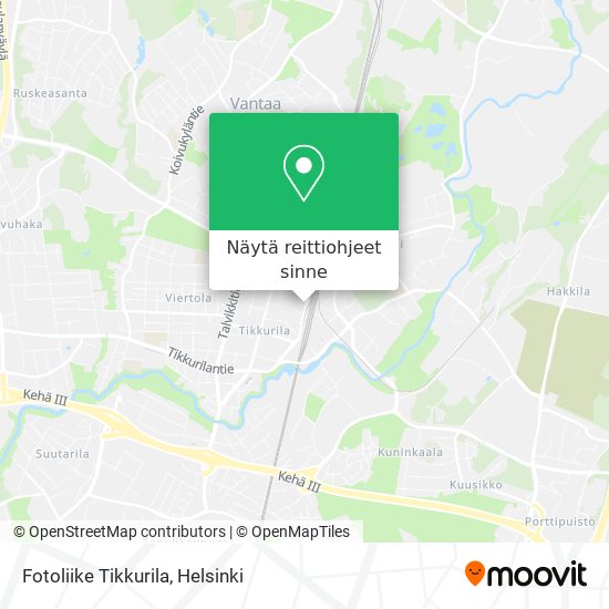 Kuinka päästä kohteeseen Fotoliike Tikkurila paikassa Vantaa  kulkuvälineellä Bussi tai Juna?