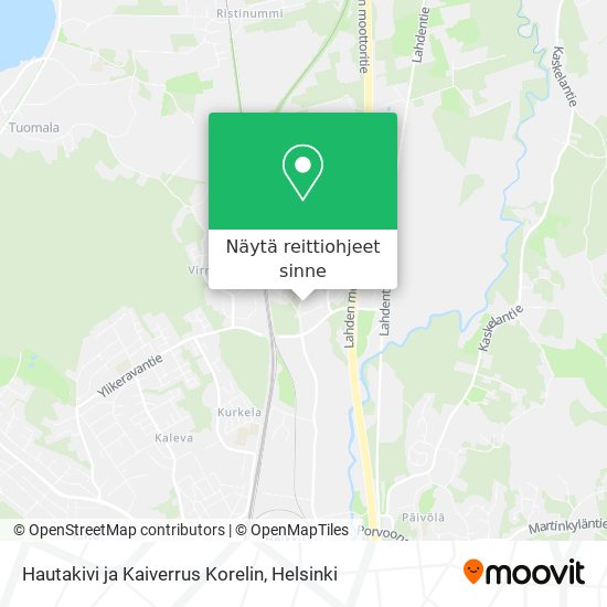 Hautakivi ja Kaiverrus Korelin kartta