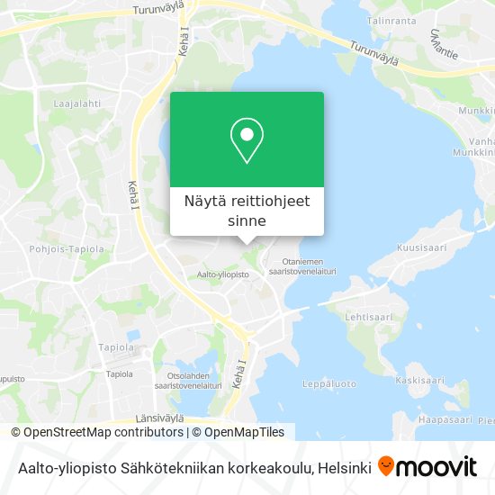 Aalto-yliopisto Sähkötekniikan korkeakoulu kartta