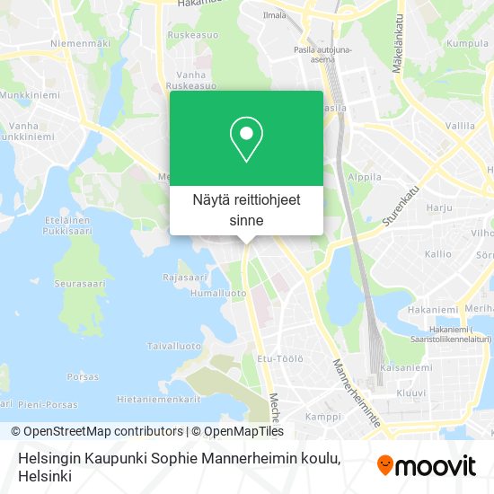 Helsingin Kaupunki Sophie Mannerheimin koulu kartta