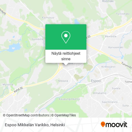 Espoo Mikkelän Varikko kartta