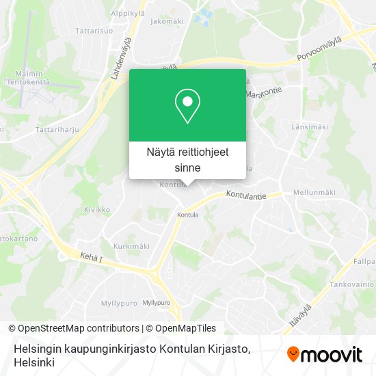 Helsingin kaupunginkirjasto Kontulan Kirjasto kartta