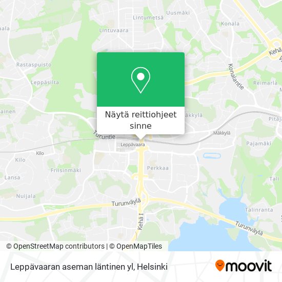 Leppävaaran aseman läntinen yl kartta