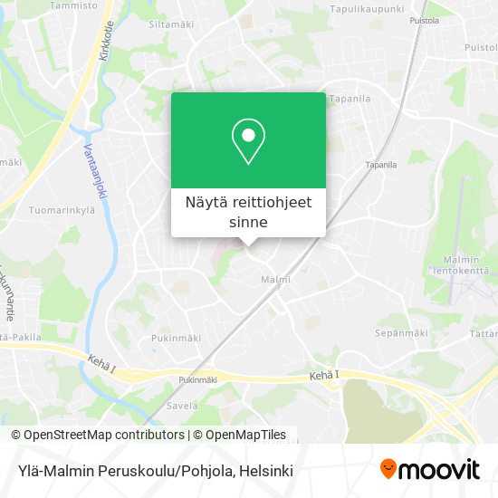 Ylä-Malmin Peruskoulu/Pohjola kartta