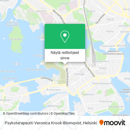 Psykoterapeutti Veronica Krook-Blomqvist kartta