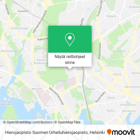 Hierojaopisto Suomen Urheiluhierojaopisto kartta