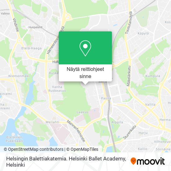 Helsingin Balettiakatemia. Helsinki Ballet Academy kartta