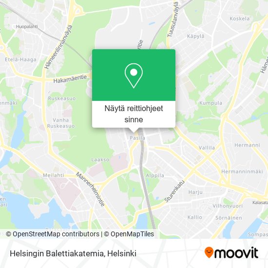 Helsingin Balettiakatemia kartta