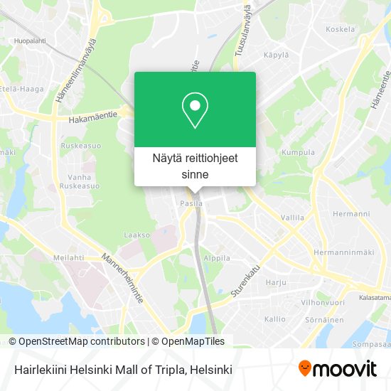 Hairlekiini Helsinki Mall of Tripla kartta