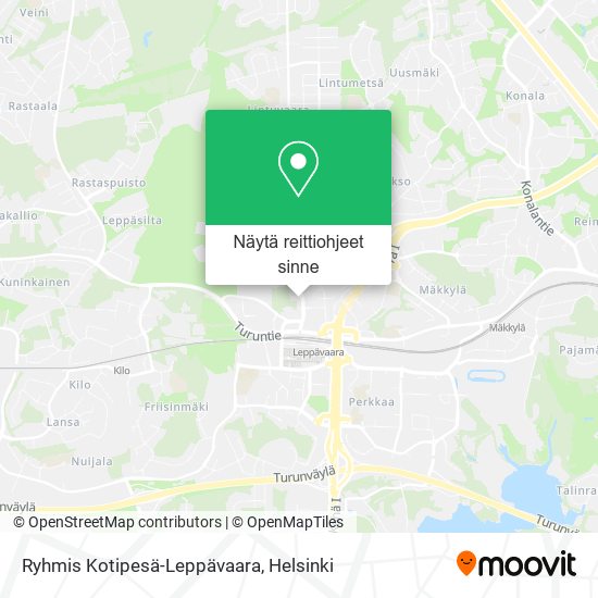 Ryhmis Kotipesä-Leppävaara kartta