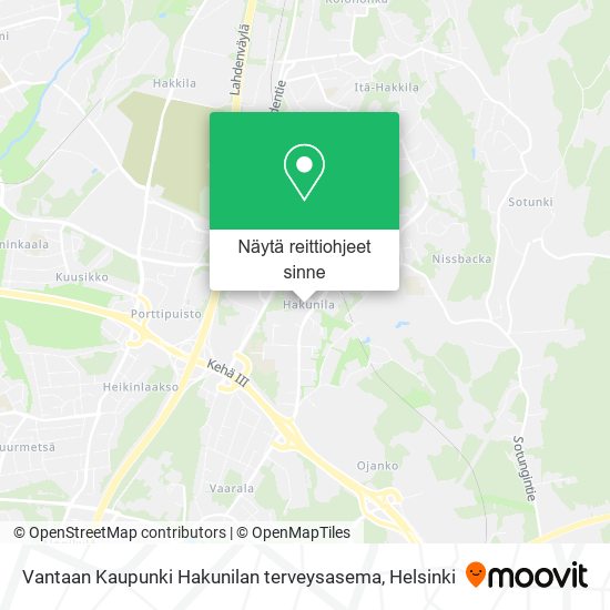 Vantaan Kaupunki Hakunilan terveysasema kartta