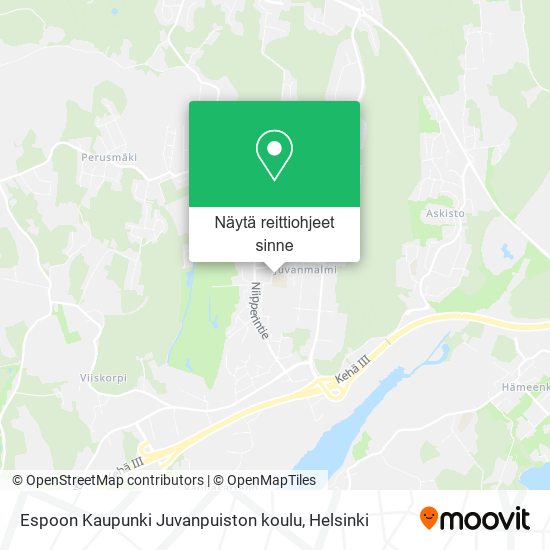 Espoon Kaupunki Juvanpuiston koulu kartta