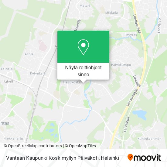 Vantaan Kaupunki Koskimyllyn Päiväkoti kartta