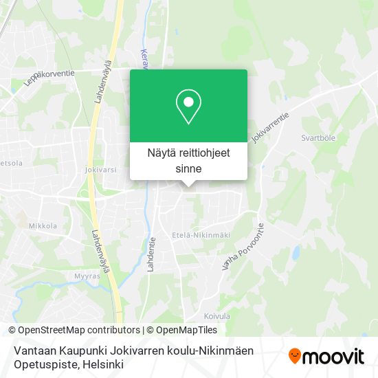 Vantaan Kaupunki Jokivarren koulu-Nikinmäen Opetuspiste kartta