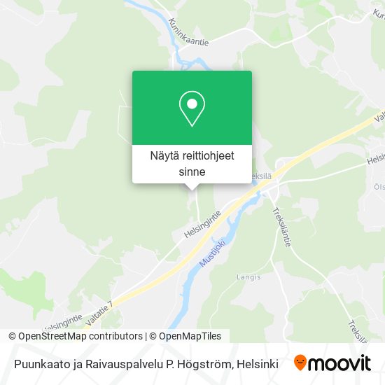 Puunkaato ja Raivauspalvelu P. Högström kartta