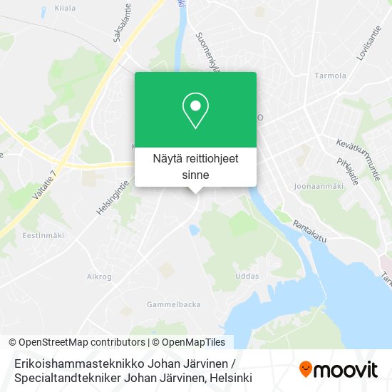Erikoishammasteknikko Johan Järvinen / Specialtandtekniker Johan Järvinen kartta