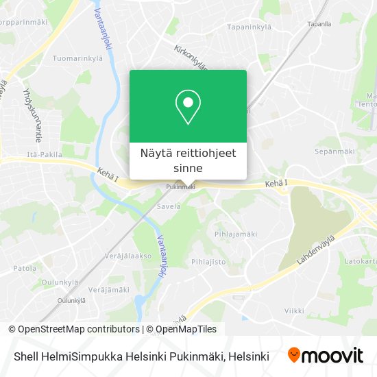 Shell HelmiSimpukka Helsinki Pukinmäki kartta