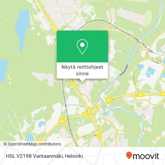 HSL V2198 Vantaanmäki kartta