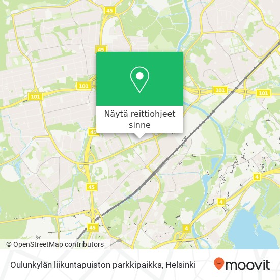 Oulunkylän liikuntapuiston parkkipaikka kartta