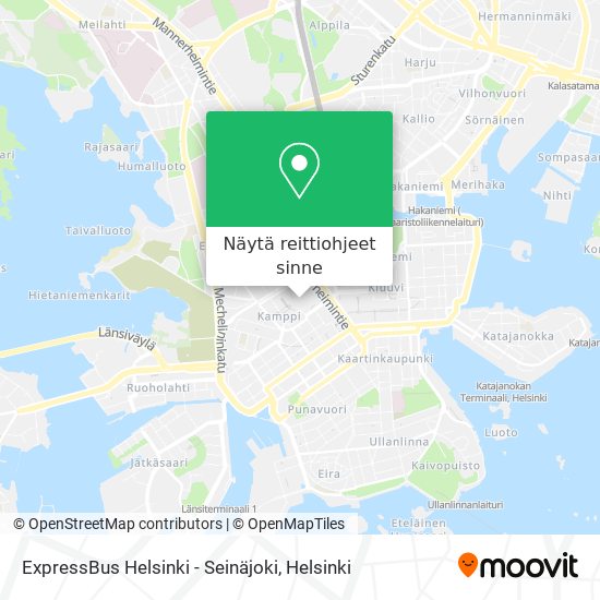 ExpressBus Helsinki - Seinäjoki kartta