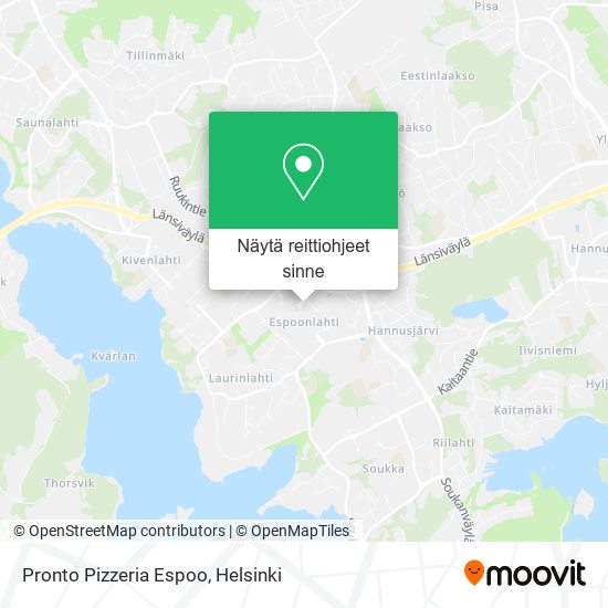 Pronto Pizzeria Espoo kartta