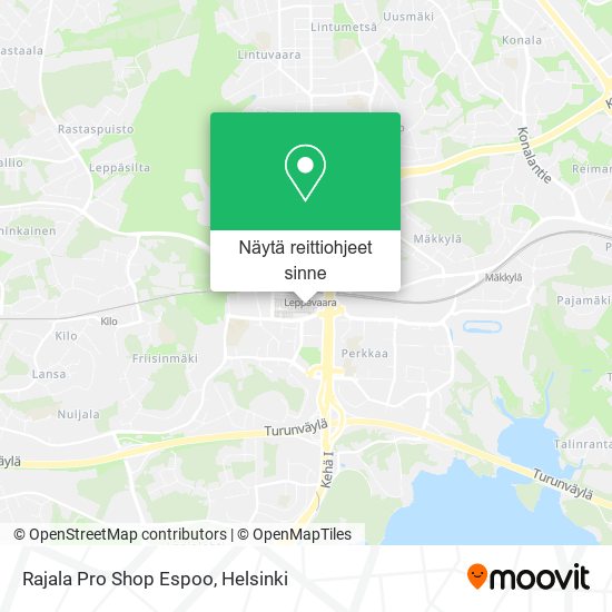 Rajala Pro Shop Espoo kartta