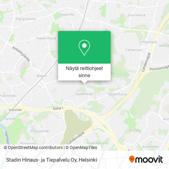 Stadin Hinaus- ja Tiepalvelu Oy kartta