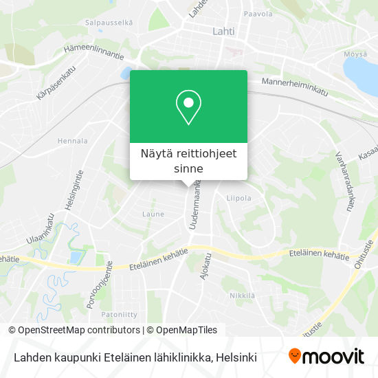 Lahden kaupunki Eteläinen lähiklinikka kartta